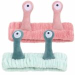 2 PACK Face Wash Headband, Palm and Snail Spa Headbands, Makeup Head Bands Cute Coral Fleece Elastic Headband for Washing Face Shower Beauty Skin