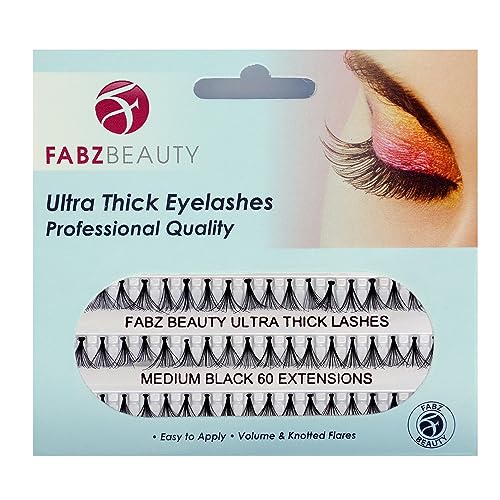 Ultra Thick Knotted Individual Cluster Eyelashes False Lashes Fabz Beauty (Pack of 3 - Long 12mm)