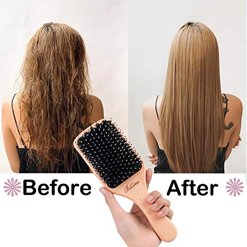 Bsisme Boar Bristles Hair Brush,Detangling Hairbrushes for Long Short Curly Straight Fine Hair,Women Men Boys Girls Hairbrush (Normal square)