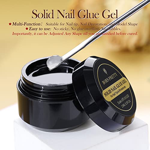 BORN PRETTY Solid Nail Tips Glue Gel Strong Nail Glue for Stick on Nails False Nail Glue Super Strong Nail Glue Nail Art Rhinestone Glue Gel