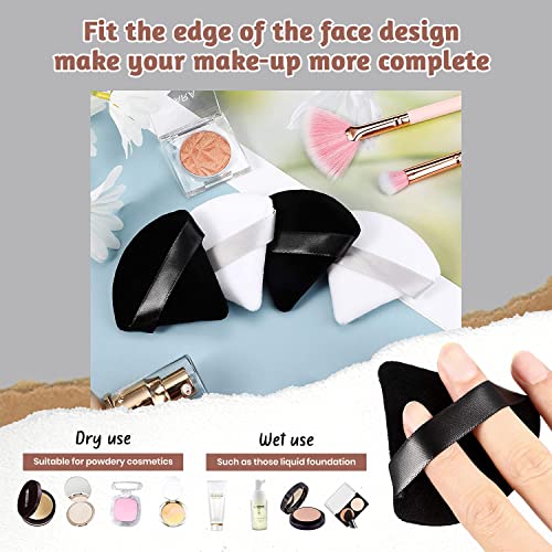 QLines® Powder Puff 2 Pcs - Triangle Powder Puffs - Soft & Resuable Foundation Makeup Sponge with Silky Ribbon - Perfect for Pressed and Loose Po