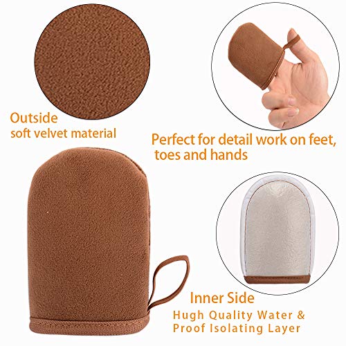 STEUGO Self Tanning Mitt Applicator Kit with Fake Tan Mitt Applicator, Mini Self Tan Mitt, Tanning back lotion applicator, exfoliating Mitt, Velv