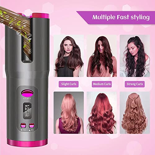 Lanboo Hair Curler, Cordless Hair Curlers for Long Hair, Wireless Automatic Curling Iron Restriction with Built-in 5000mAh Rechargeable Battery,