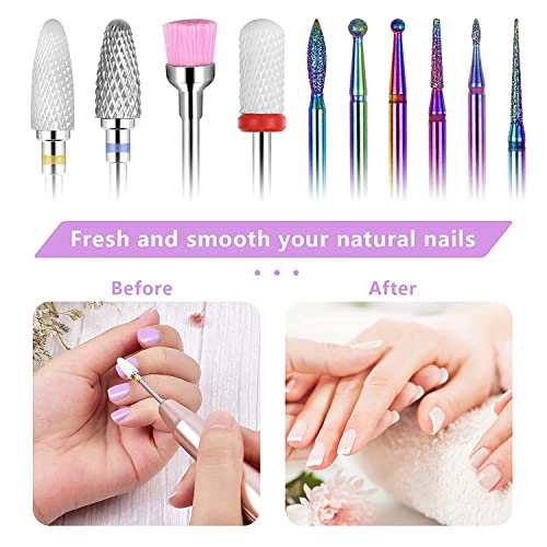 Cuticle Drill Bit, MORGLES Ceramic Nail Drill Bits 10 Pcs E File Bits 3/32" for Electric Manicure Pedicure Nail Drill, for Acrylic Gel Nails