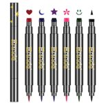 6Pcs Erinde Double-headed Liquid Eyeliner Stamp Pen Set, Eye Liners for Women, Eyeliner Pencil Black Eye Liner Stencil, Eyeliner Tattoo Tool, Eye