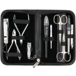 3 Swords Germany - brand quality 10 piece manicure pedicure grooming kit set for professional finger & toe nail care scissors clipper fashion lea