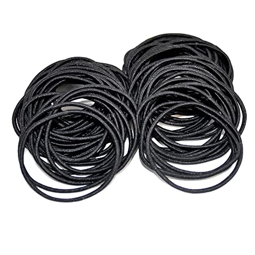 Elastic Hair Bands, 100pcs Black 2mm Elastic Hair Ties Ponytail Holders, Bulk Hair Ties No Metal Gentle Elastics for Women Girls Men Kids