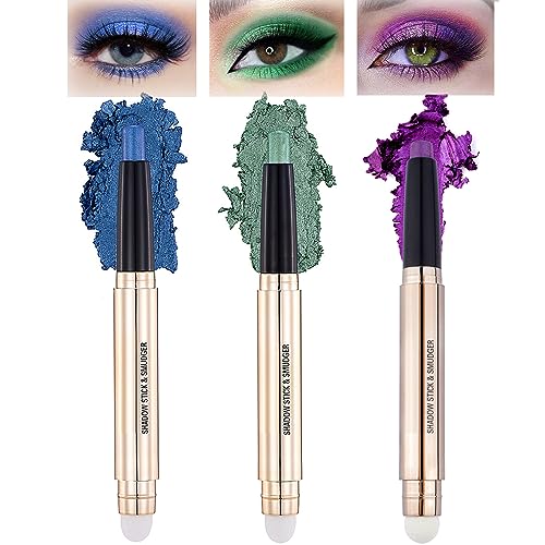Glitter Eyeshadow Metallic Eye Shadow Stick,Pearl Shimmer Dual-Ended Eyeshadow Eye Brightener Highlighting Pen,High Pigmented,Cruelty Free,Smooth