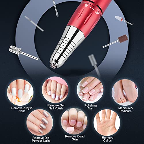 Electric Nail Drill Machine, CIICII 30000RPM Electric Nail Files Professional Set (65Pcs Portable Variable Speed All-Metal Chuck Lock Forward & R
