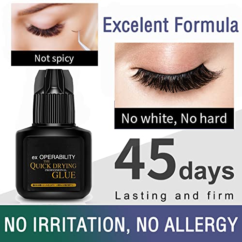 Eyelash Extension Glue, Individual Lash Glue Professional Lash Extension Glue Semi Permanent Eyelash Glue for Lash Artists Quick Drying & Long La