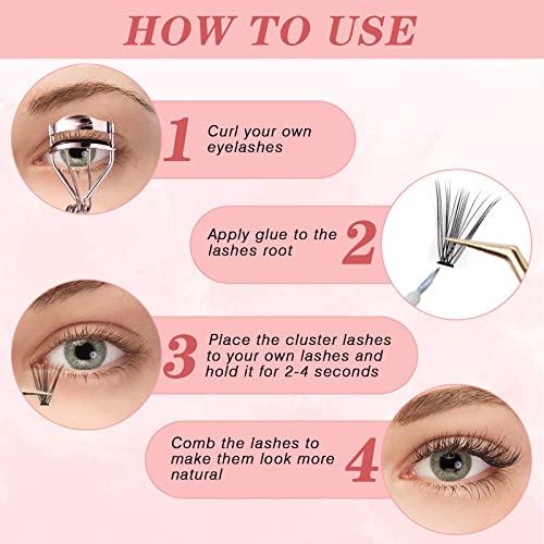 Glowingwin Individual Lashes Cluster Lashes 120 PCS Natural Look False Eyelashes Individual Soft DIY Lash Extensions At Home(20D Mix8-14mm 0.07C