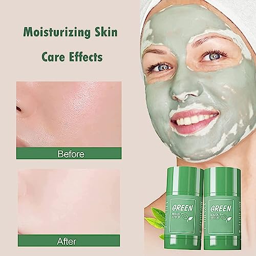 Green Tea Mask Stick for Face, 2 Pack Green Tea Deep Cleanse Mask, Blackhead Remover with Green Tea Extract, Face Moisturizing, Brightening for M