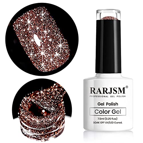 RARJSM Silver Glitter Gel Nail Polish Sparkle Nail Gel Varnish Requires Drying Under UV LED Lamp for Women Spring Summer Nail UV Beauty Art Desig