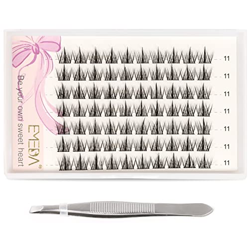 EMEDA Cluster Lashes 70 Pcs DIY False Eyelashes With Tweezers C Curl Individual Lashes 11mm 12mm 13mm 14mm Manga Lashes DIY Eyelash Extensions Th