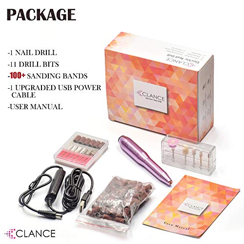 CLANCE Electric Nail Drill - Nail Science Optimized Manicure Pedicure Electric Nail File for Natural & Acrylic Nails | Dream & Create with 11 Mul
