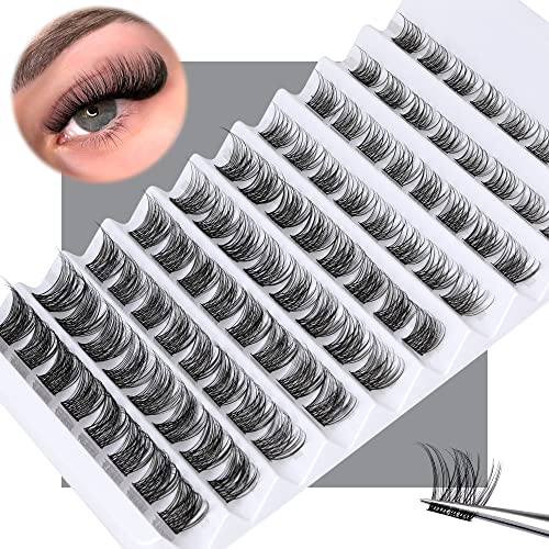 Lash Clusters 108Pcs DIY Eyelash Extenisons Natural Look Wispy Clusters Lashes 8-16MM D Curl Individual Lashes DIY at Home Wispy Fluffy Lash Exte