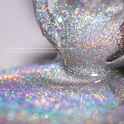 Holographic Nail Polish, Glitter Nail Polish With Mermaid Effect Silver Nail Polish, Long Lasting Nail Polish Polarising Glitter,Nail Polish Art