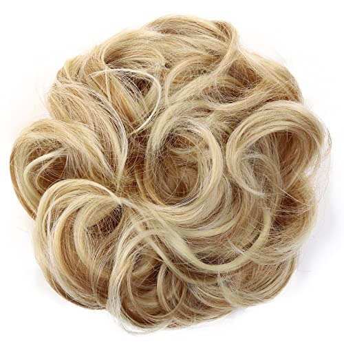 JJstar Messy Hair Bun Curly Wavy Hair Scrunchies Accessories Pieces for Women Girls Synthetic Hair Chignons (Dark Brown)