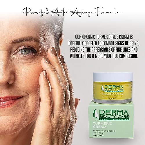DERMA Turmeric Face Cream Beauty Care Turmeric Facial Moisturizer for Dark Spots, Wrinkles, Moisturizing, Nourishing, Brightening, Hydrating, Ski
