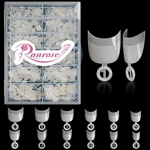 Ranrose Short Nail Tips- 600PCS Oval Half Cover False Tips 12 Sizes Round Acrylic Nails With Box