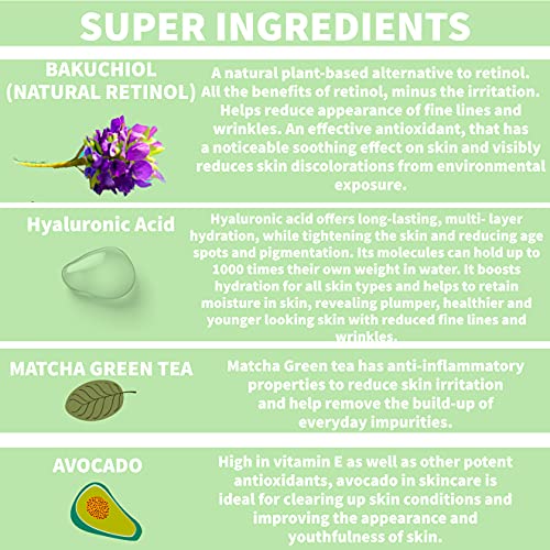 Nature Spell Natural Retinol Cream for Face 100ml – Reduces Appearance of Fine Lines – (Bakuchiol + Hyaluronic Acid) - Anti Wrinkle Face Cream –