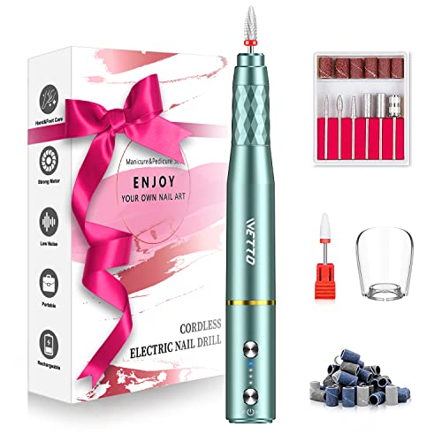 Professional Electric Nail Drill, Cordless Nail Drill Machine with Ceramic Nail Bit for Acrylic, Gel Nails, Manicure Pedicure Polishing Shape Too