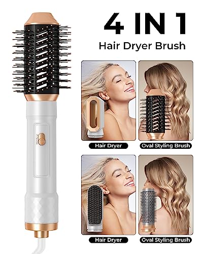Hot Air Brush Set - 4 in 1 Hair Styler with Hair Dryer with 3 Temperature, Hair Straightening Brush, Suitble for Curling Straightening Drying, Io