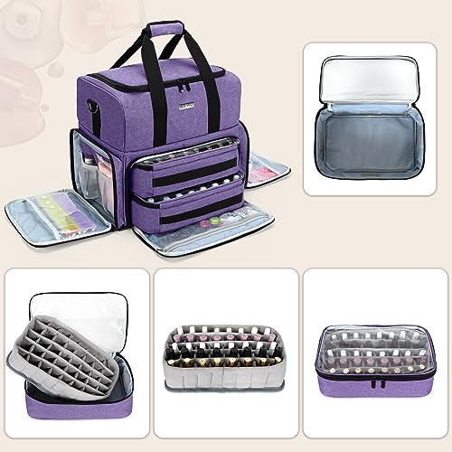 BAFASO Double Layer Nail Polish Organizer Holds 80 Bottles (15ml - 0.5 fl.oz) and a UV Nail Lamp, Nail Polish Case with 2 Removable Pouches and M