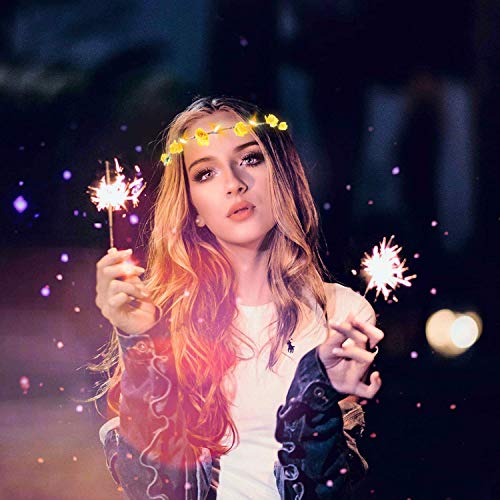 LED Flower Crown,12Pcs Light Up LED Flower Headband Luminous 10 Led Flowers Hair Bands Ladies Headdress for Holiday Christmas Halloween Glow Part