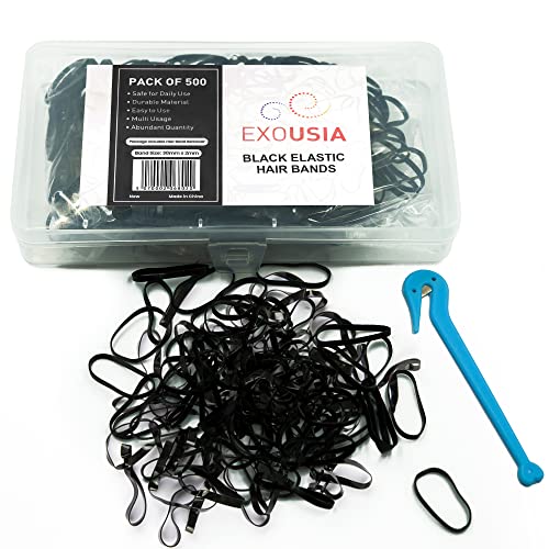 Exousia Clear Elastic Hair Bands 500 Pcs 170mm strong with Hook–Soft for Band Removal, Elastic Hair Ties for Women, Girls & Kids Clear Rubber Ban