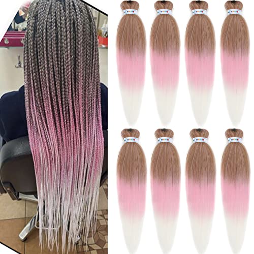 LDMY Hair for Braiding-Jumbo Braids, Long Colorful Ombre Pink Purple Jumbo Braiding Hair Extensions Kanekalon Jumbo Braid Wigs for Women Syntheti