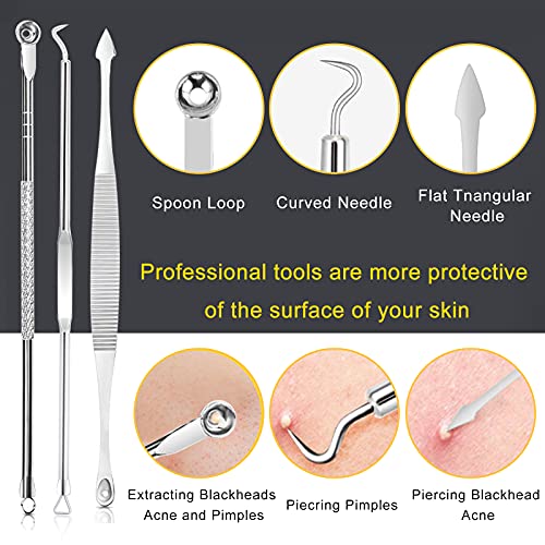 Blackhead Remover Pimple Popping Tool Kit, Boxoyx 10Pcs Professional Pimple Comedone Extractor Popper Tool Acne Removal Kit-Treatment for Pimple,