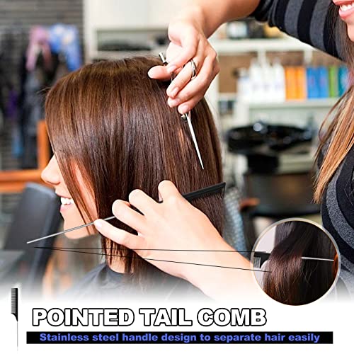 Qufiiry 3Pcs Slick Back Hair Brush Set, Double-Sided Edge Brush, Hard Bristle Brush and Rat Tail Hair Comb, Teasing Hair Edge Brushing, Slicking