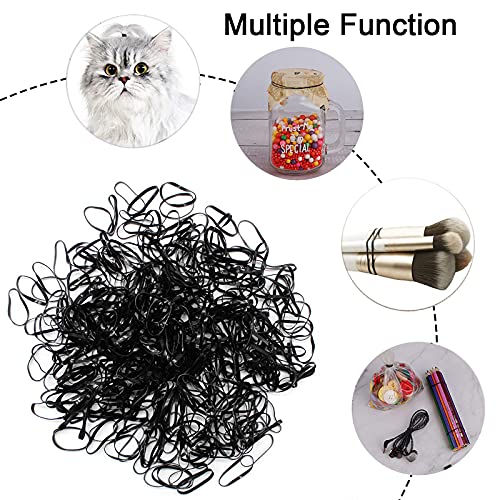 ILamourCar Black Elastic Hair Bands, 500 Pcs Hair Elastics, Rubber Bands For Hair with 10 Colorful Hair Grips, Small Hair Bands for Kids Hair, Br