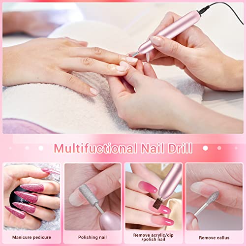 cooserry Acrylic Nail Kit with Drill & U V Lamp - 2 in 1 Nail Kits Full Sets Professional Acrylic Powder with Everything for Beginners - 24 Color