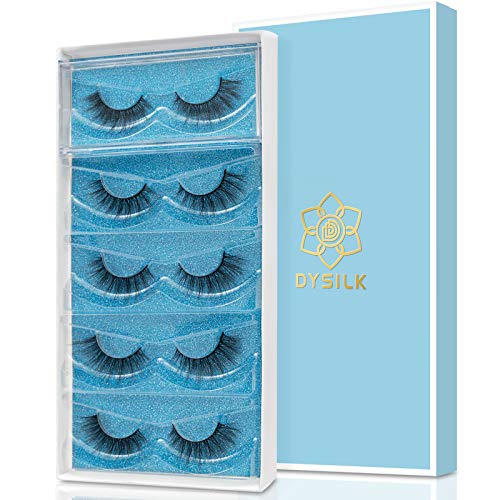 DYSILK 5 Pairs 6D Lashes Faux Mink Eyelashes Cat Eye Fluffy Natural Look False Eyelashes Long Lashes Pack Mink Lashes Soft Reusable Eye Lashes |C