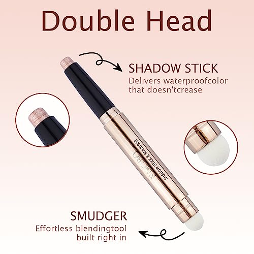 Glitter Eyeshadow Stick Pearl Shimmer Cream Dual Ended Eyeshadow Pen Crayon Smooth Long Lasting Waterproof Brightener Highlighting Stick Create G
