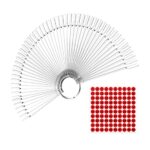 TCPENG® 50 PCS Nail Art Tips with Number Stickers, Clear Fake Nail Swatches Fan-shaped Nails Display Sticks, Nail Art Tips Color Sticks Pop Stick