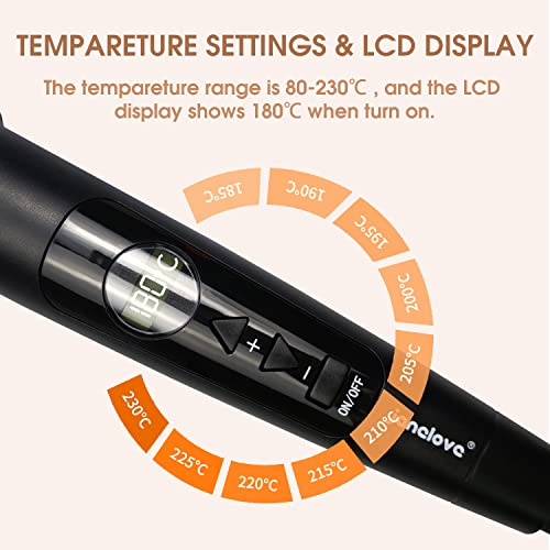 janelove Hair Curler, Curling Wand,6 in 1 Hair Iron Set for Long/Short Hair, with 5 Interchangeable Ceramic Barrel,Include Large/Small Hair Waver