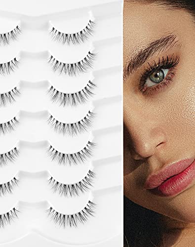 Onlyall Lashes Mink False Eyelashes Natural Wispy Lashes Soft Faux Mink Lashes Fluffy False Lashes 16MM A04