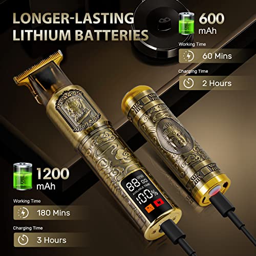 Beard Trimmer Men,Professional Hair Clippers for Men with 1.6" LCD Display,Cordless Rechargeable Hair Trimmer Shaver Set for Barbers and Home,USB