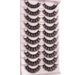 Russian Strip Lashes Natural Look Short Natural Waterproof Thick False Eyelashes 10 Pair Fluffy Volume Faux Mink Lashes Pack (15mm)