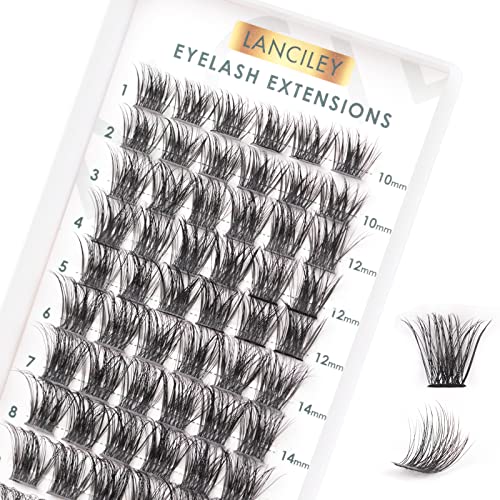 Lanciley Individual Lashes 45 Clusters Lashes C Curl DIY Eyelash Extension Kit at Home for Make-up Beginner False Eyelashes with Eyelash Glue Twe