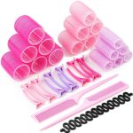 Yes Cart 37 Pcs Hair Rollers With Clips -18 Rollers For Hair Volume (48+36+25mm), Rollers Short hair & Long Hair,12 Clips, 2 Combs, 1 Braid Devic