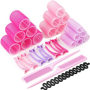 Yes Cart 37 Pcs Hair Rollers With Clips -18 Rollers For Hair Volume (48+36+25mm), Rollers Short hair & Long Hair,12 Clips, 2 Combs, 1 Braid Devic