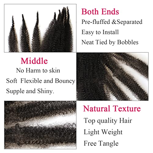 Leeven 16 Inch Pre Separated Springy Twist Hair for Afro Marley Locs 8 Packs Pre-Fluffed Popping Spring Twist Crochet Hair for Distressed Locs Af