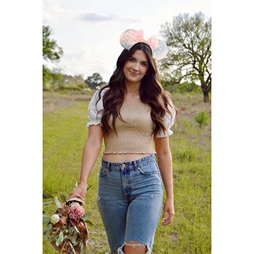 DRESHOW 2 Pack Mouse Ears Bow Headbands Glitter Party Decoration Cosplay Costume for Girls & Women