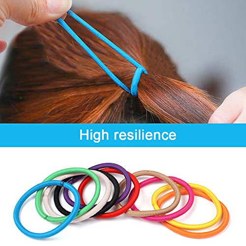 JCF Elastic Hair Bands, 50Pcs Multicolor Elastic Hair Ties Ponytail Holders, 4mm Hair Bobbles Hairbands for Women and Girls(Multicolor)