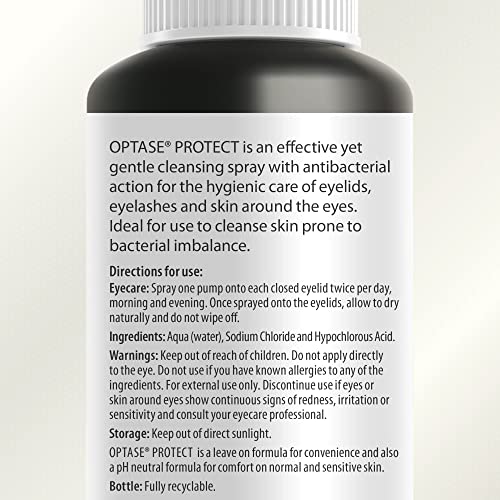 Optase Protect – A Preservative Free, Antibacterial Eye Spray for The Daily Hygiene of Eyelids, Eyelashes and Surrounding Skin - PH Neutral - 100