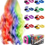 Hair Chalks for Girls, 8 Pcs Washable Hair Chalk Dye for Kids, Portable Non-Sticky Temporary Bright Hair Dye, Hair Spray Color for Kids Women Gif